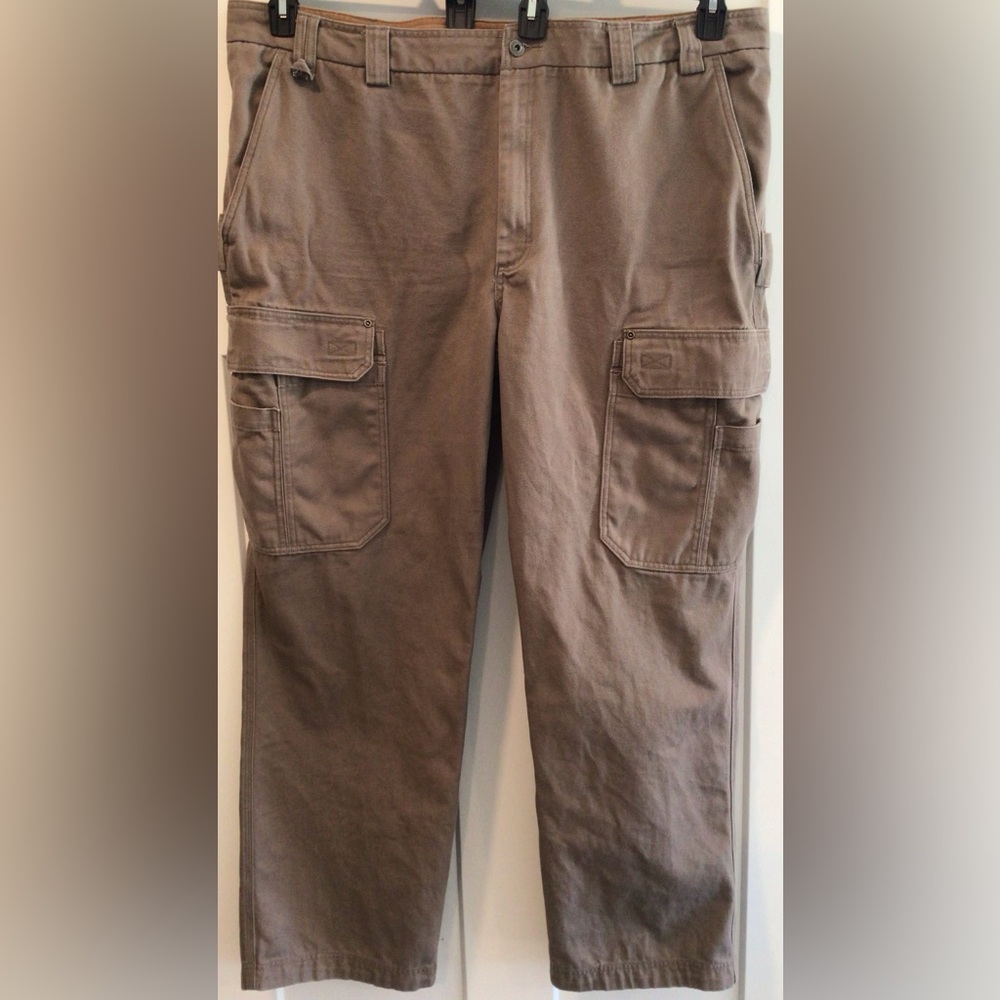 Mens Duluth Trading Canvas Pants Size 47 x 33 Heavy Carpenter Cargo Relaxed Fit